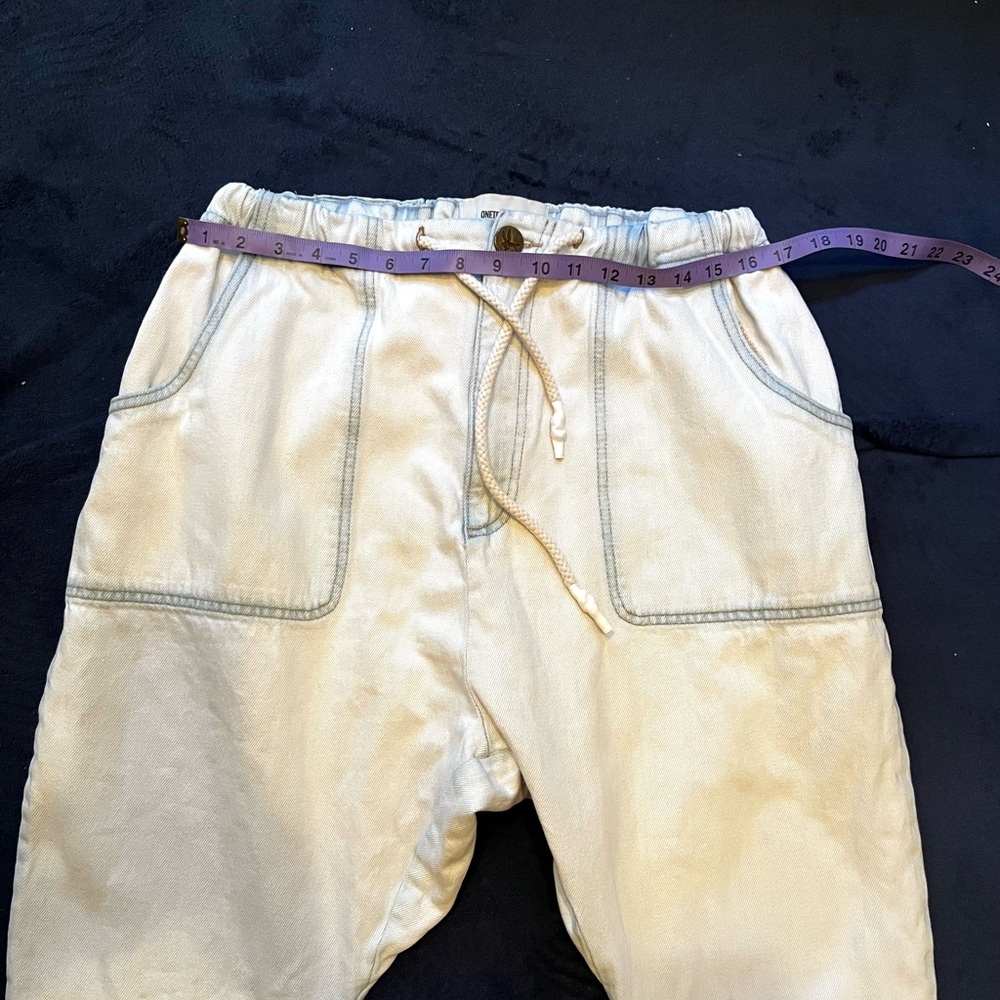 One Teaspoon Light Wash Boyfriend Jeans with Drawstring Waist - Picture 8 of 13